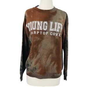 Young Life Sweatshirt Men Medium Sharptop Cove Brown Tie Dye Long Sleeve Unisex